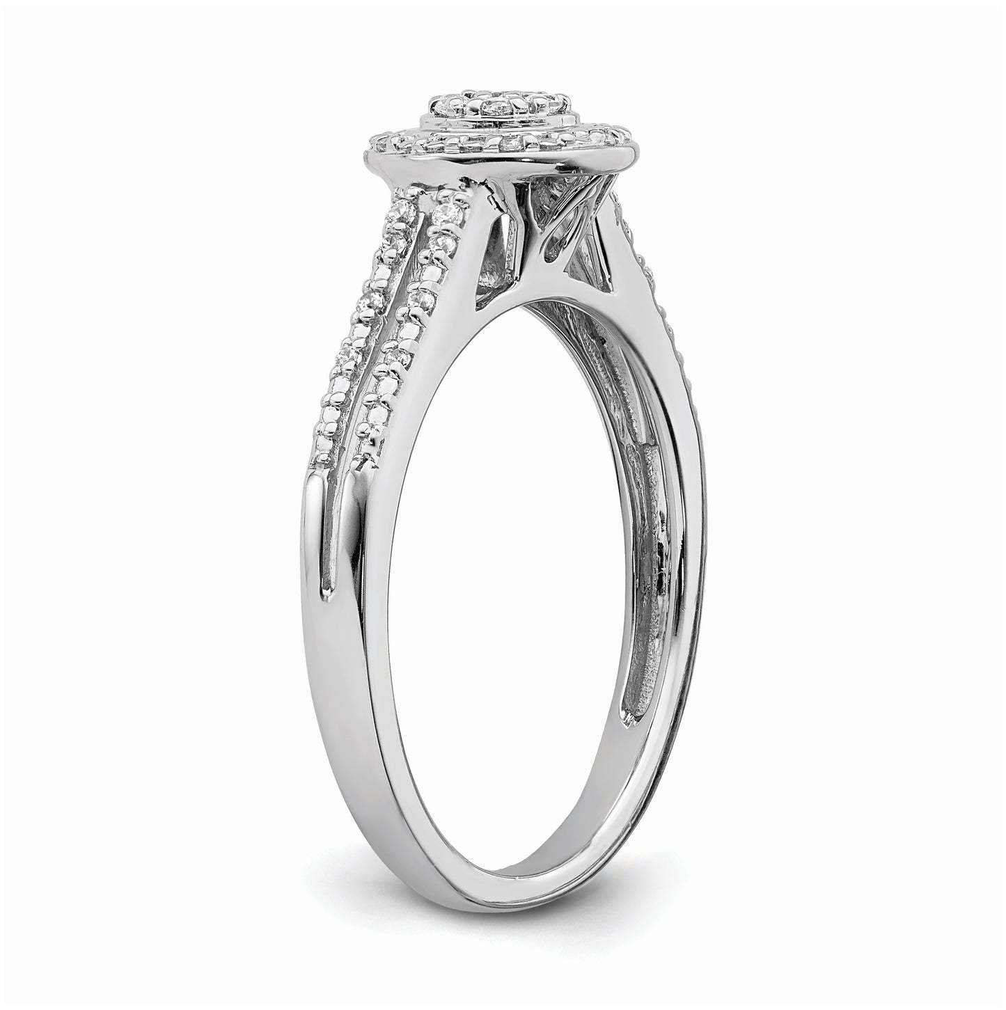 10k White Gold Halo Cluster 1/6 carat Diamond Complete Engagement Ring