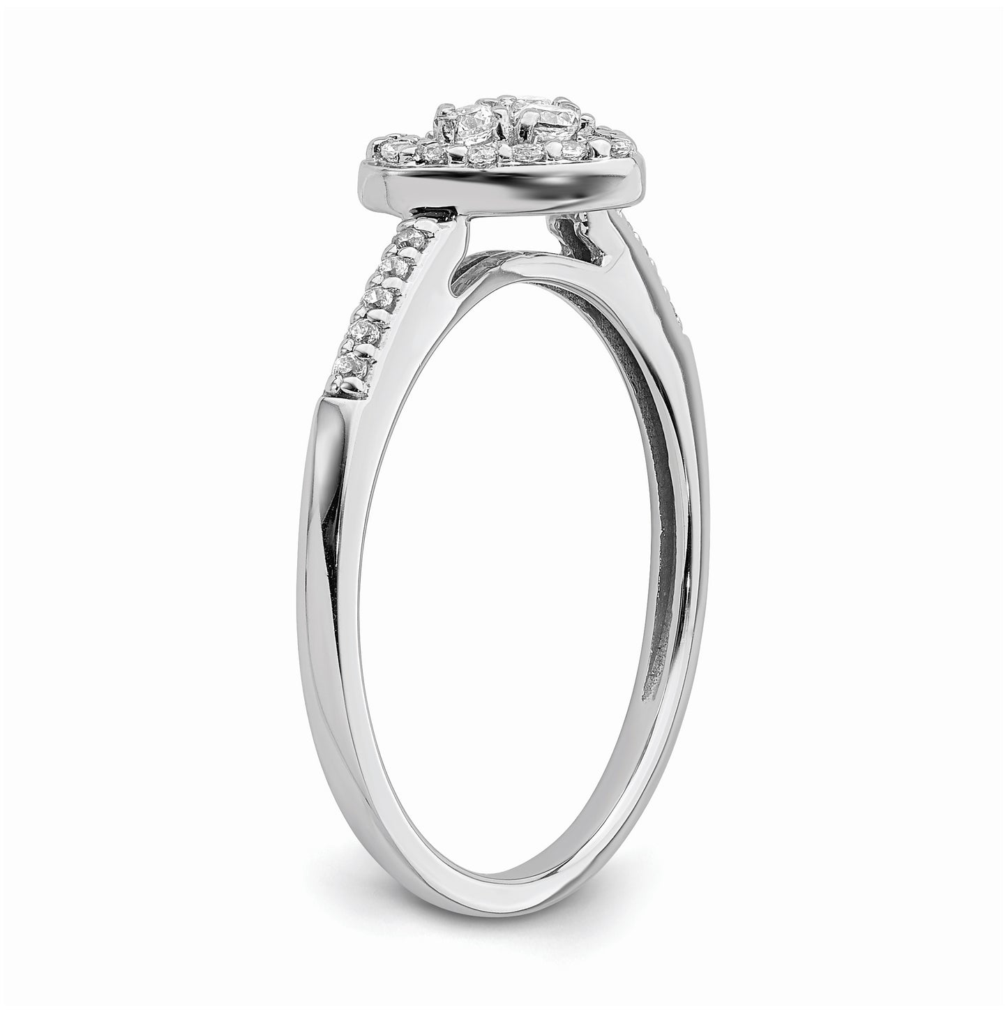 10k White Gold Heart Halo Cluster 1/4 carat Diamond Complete Engagement Ring