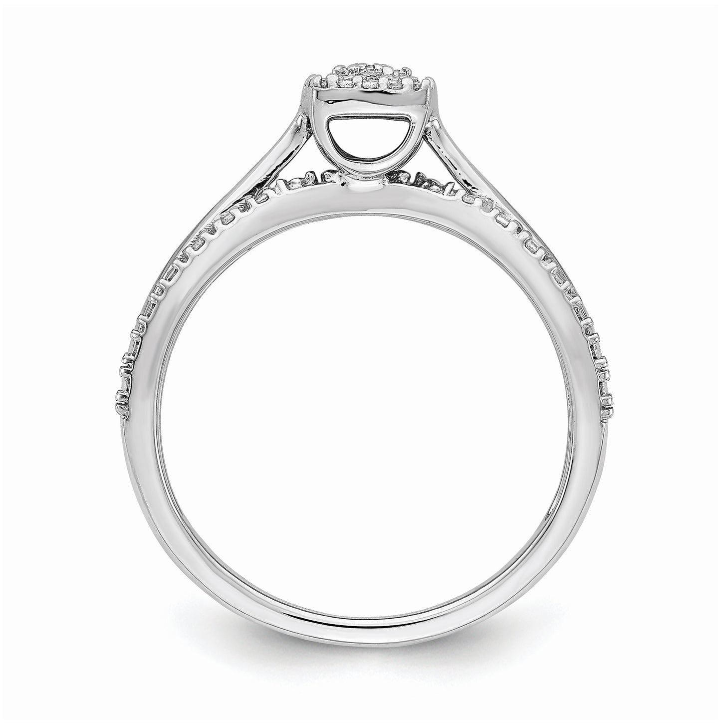 10k White Gold Halo Cluster 1/8 carat Diamond Complete Engagement Ring