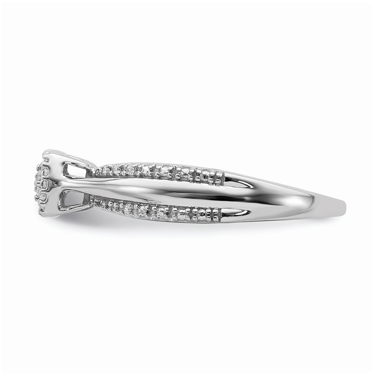 10k White Gold Halo Cluster 1/8 carat Diamond Complete Engagement Ring