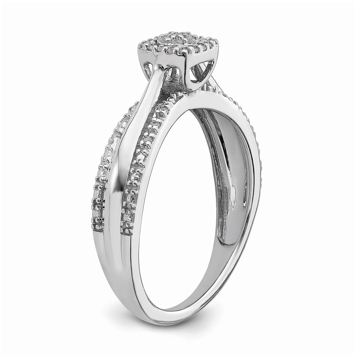 10k White Gold Halo Cluster 1/8 carat Diamond Complete Engagement Ring