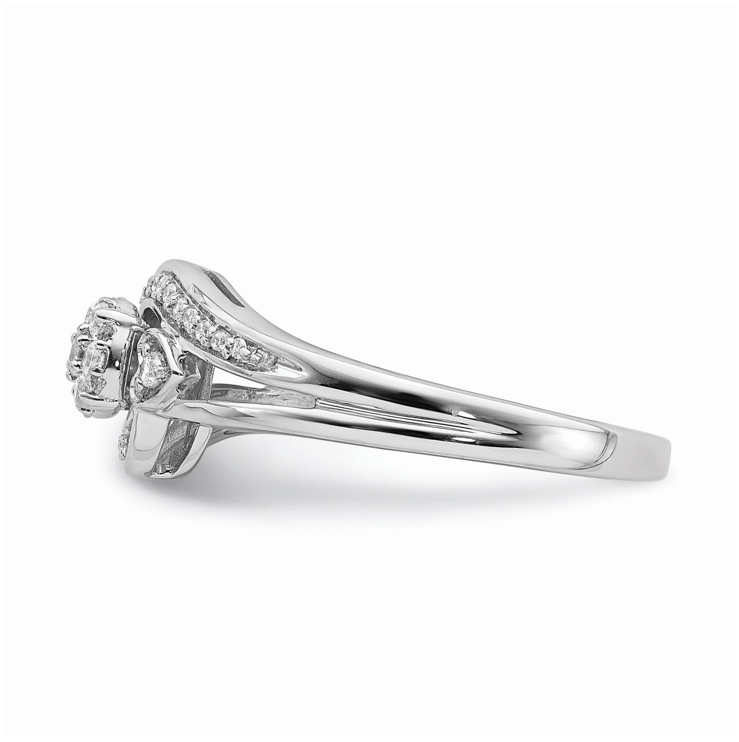 10k White Gold Cluster with 2 Hearts 1/5 carat Diamond Complete Engagement Ring