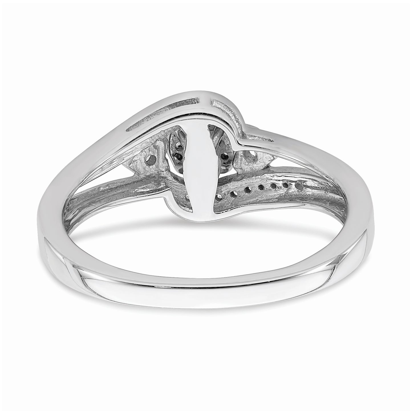 10k White Gold Cluster with 2 Hearts 1/5 carat Diamond Complete Engagement Ring