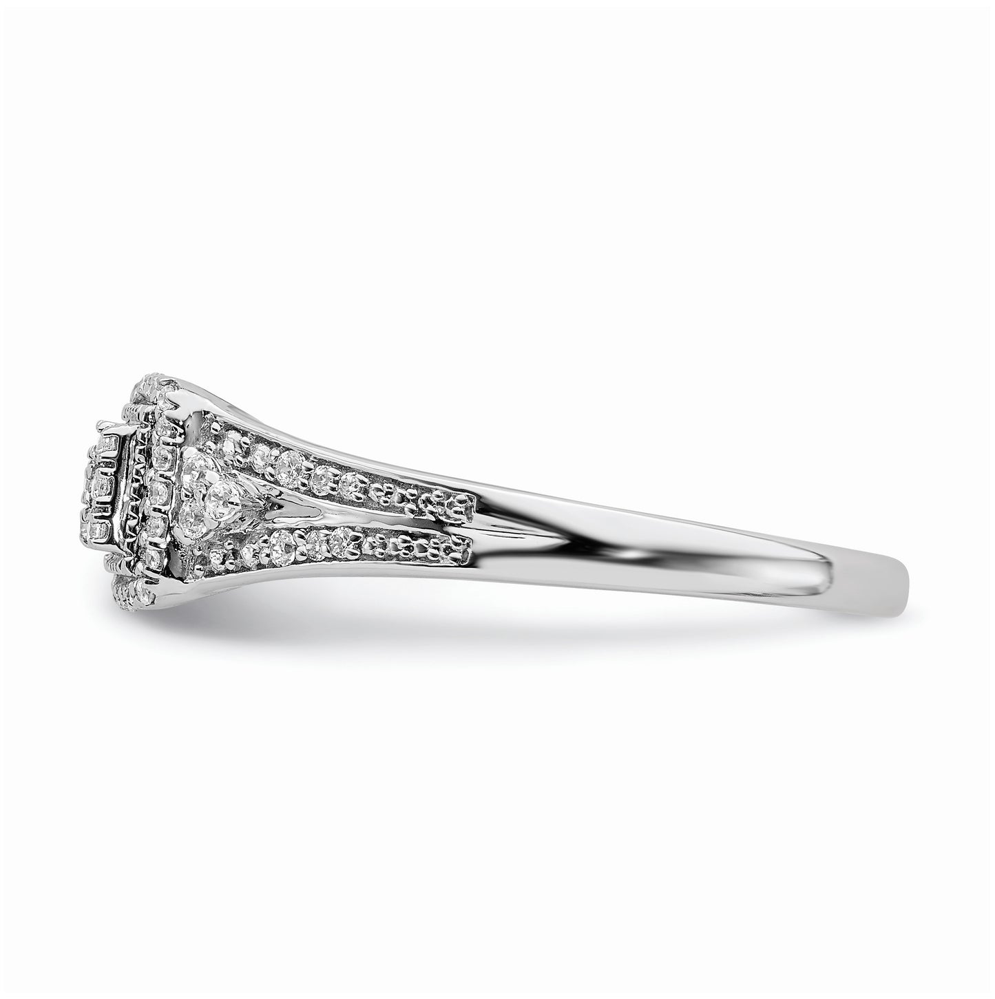 10k White Gold Rectangular Halo Cluster 1/5 carat Diamond Complete Engagement Ring