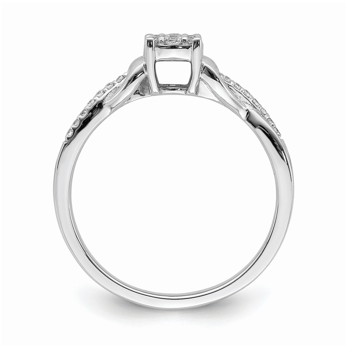 10k White Gold Cluster with 2 Hearts 1/6 carat Diamond Complete Engagement Ring
