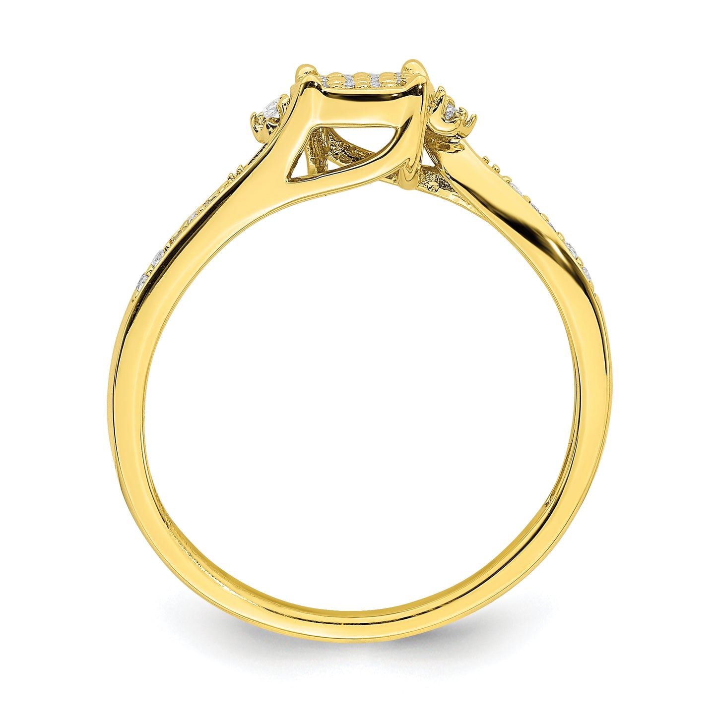 10k Yellow Gold Diamond Cluster Engagement Ring