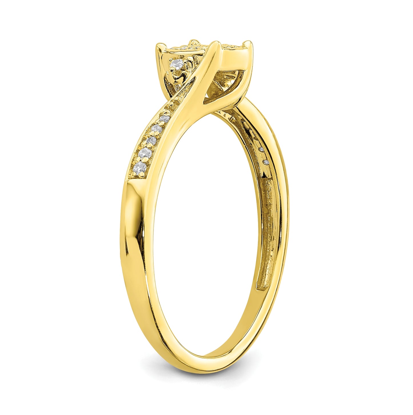 10k Yellow Gold Diamond Cluster Engagement Ring