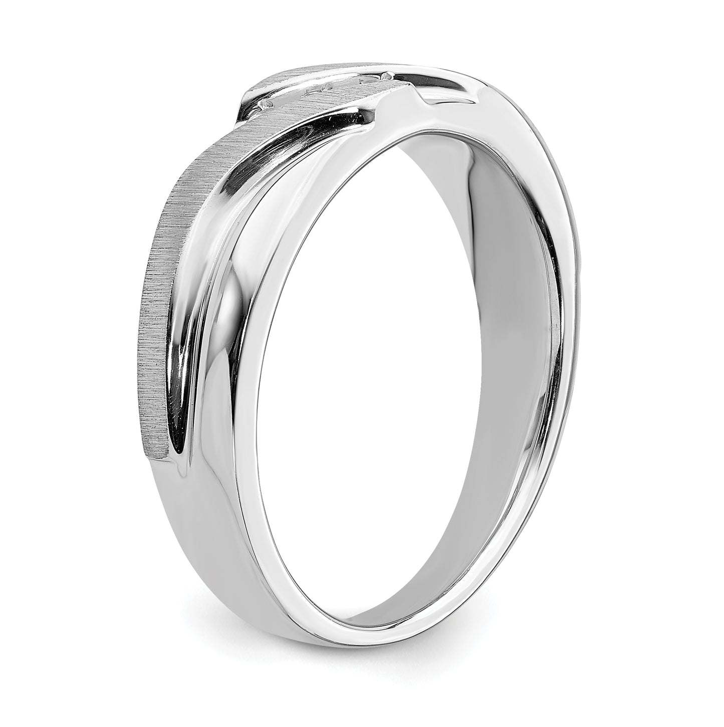 14k White Gold 3-Stone 1/10 carat Diamond Complete Men's Ring