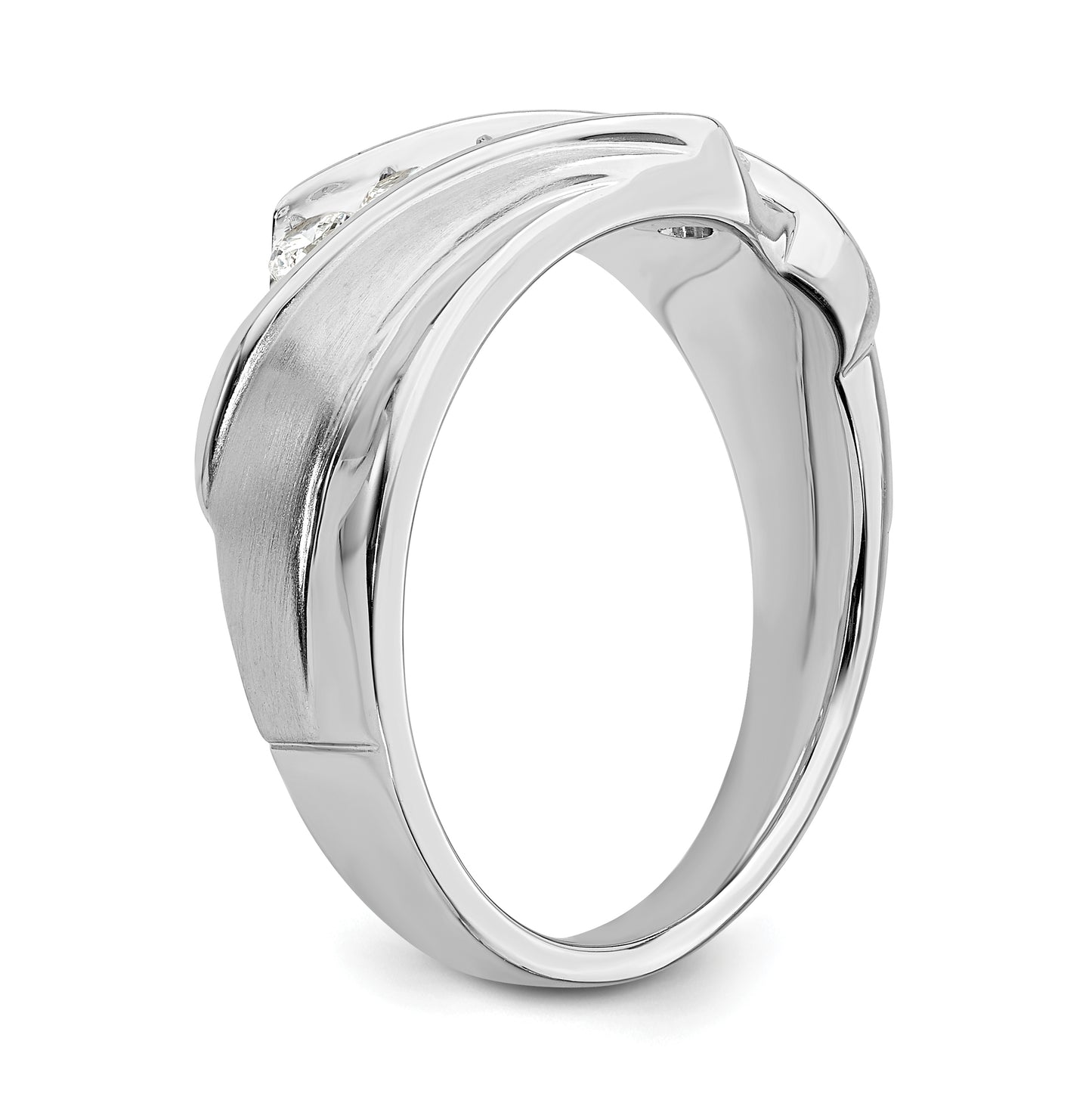 14k White Gold 5-Stone 1/2 carat Diamond Complete Men's Band