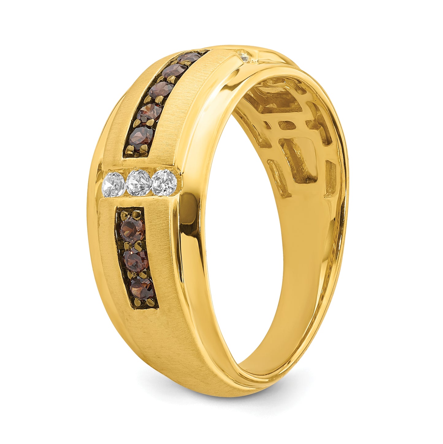 14K Yellow Gold 1/2 carat Brown and White Diamond Complete Men's Ring