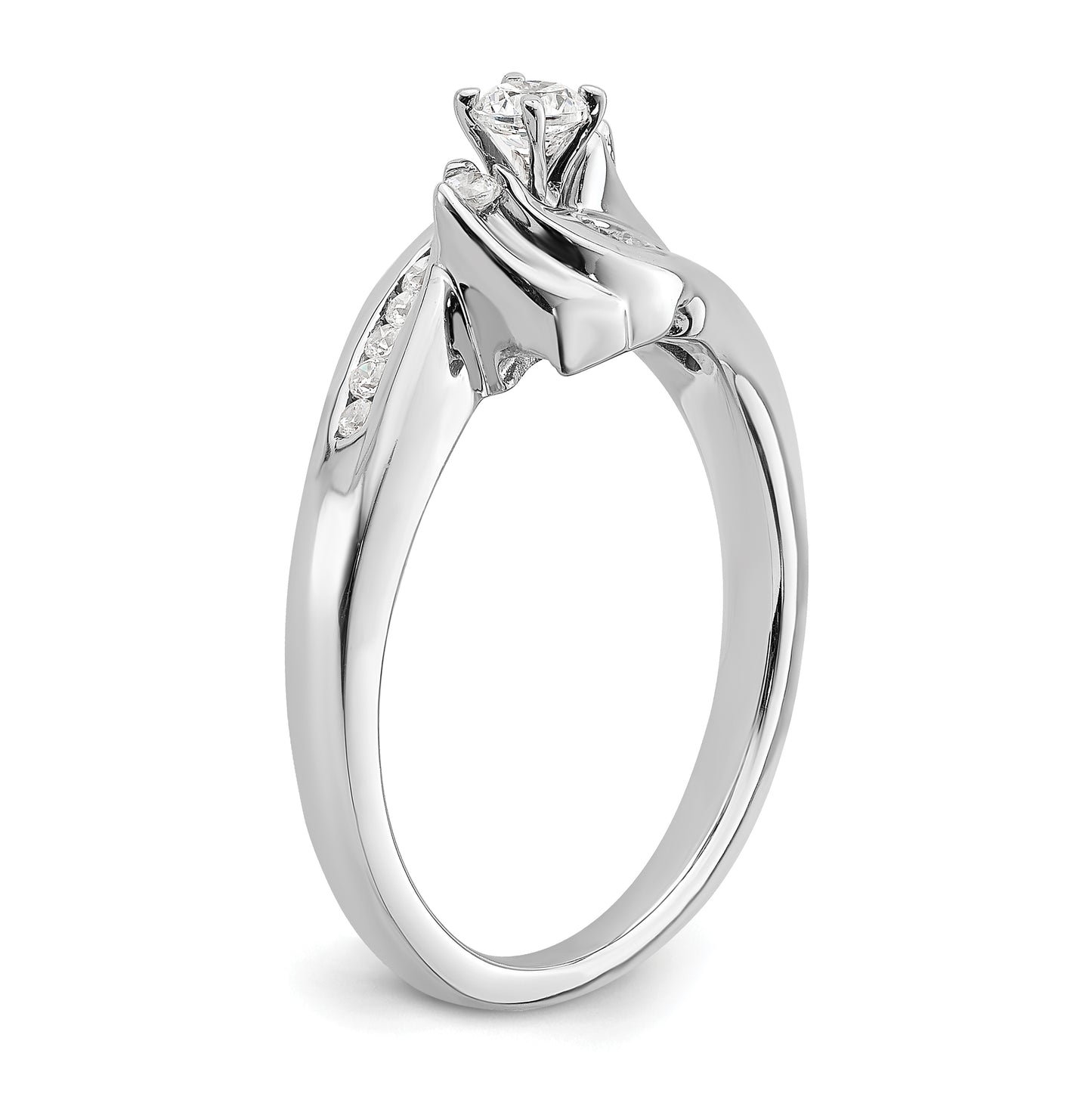 14k White Gold By-Pass Peg Set 1/3 carat Diamond Semi-mount Engagement Ring