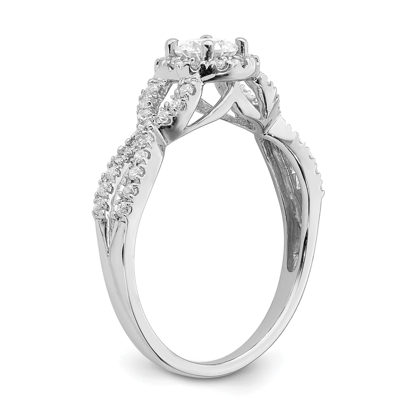 14k White Gold Halo Plus (Holds 1/3 carat (4.5mm Round Center) 1/4 carat Diamond Semi-Mount Engagement Ring