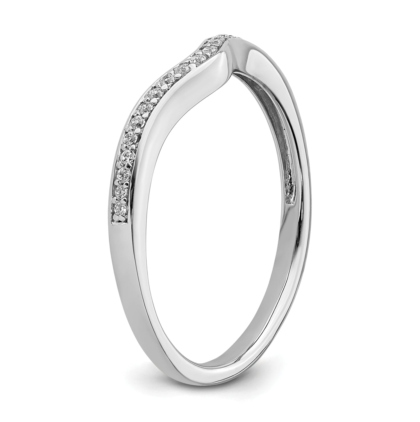 14k White Gold 1/10ct Diamond Contoured Complete Wedding Band