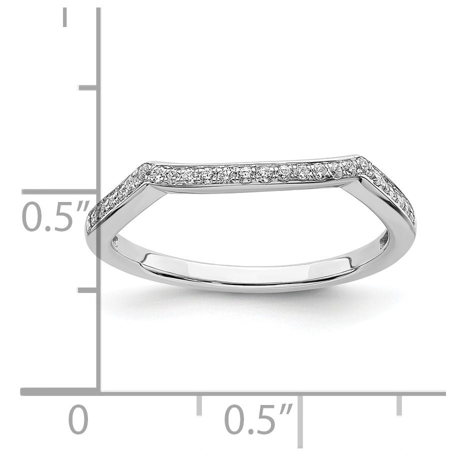 14k White Gold 1/8 carat Diamond Contoured Complete Wedding Band, 1.8 mm