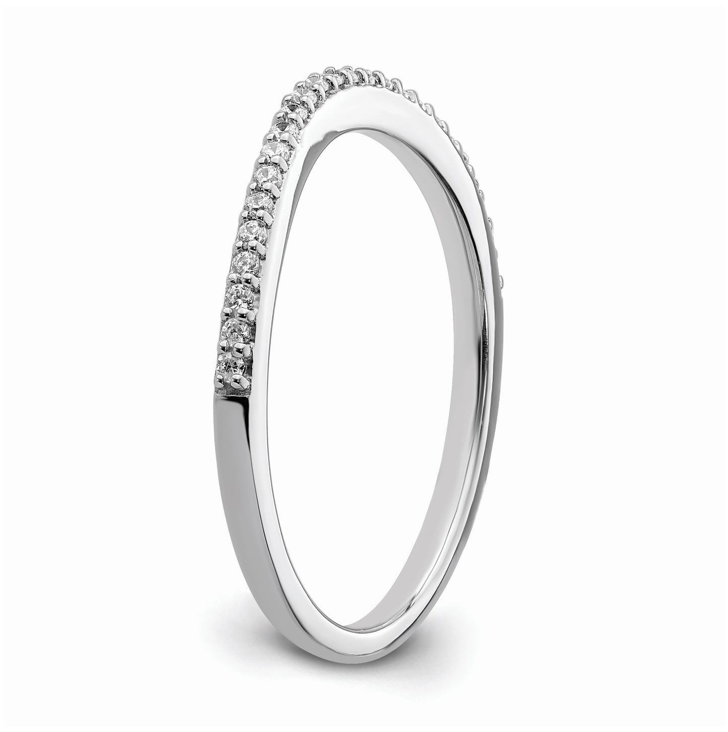 14k White Gold 1/8 carat Diamond Contoured Complete Wedding Band, 1.6 mm