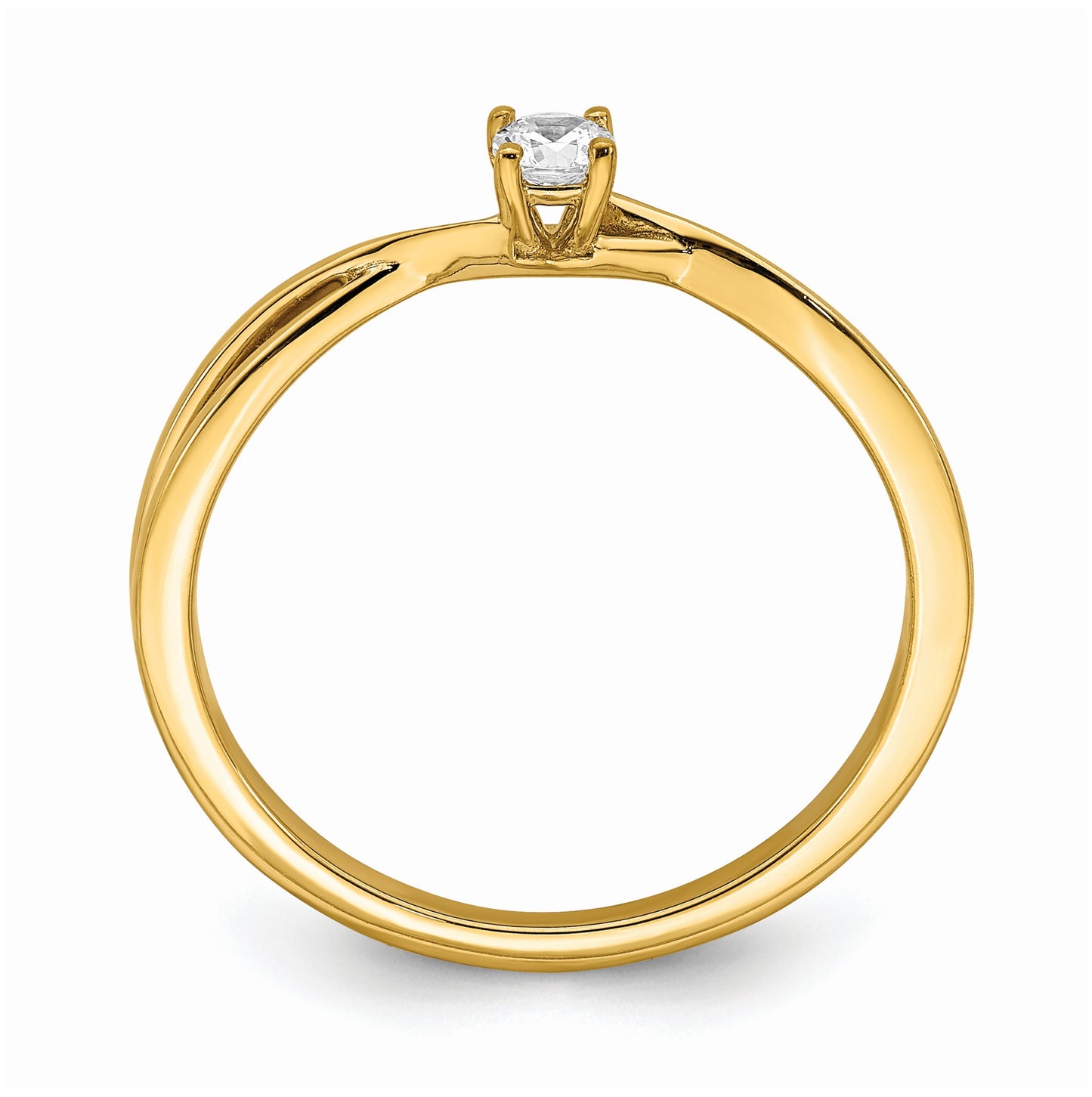 First Promise 14K Yellow Gold Criss-Cross 1/8 carat Round Diamond Complete Promise/Engagement Ring