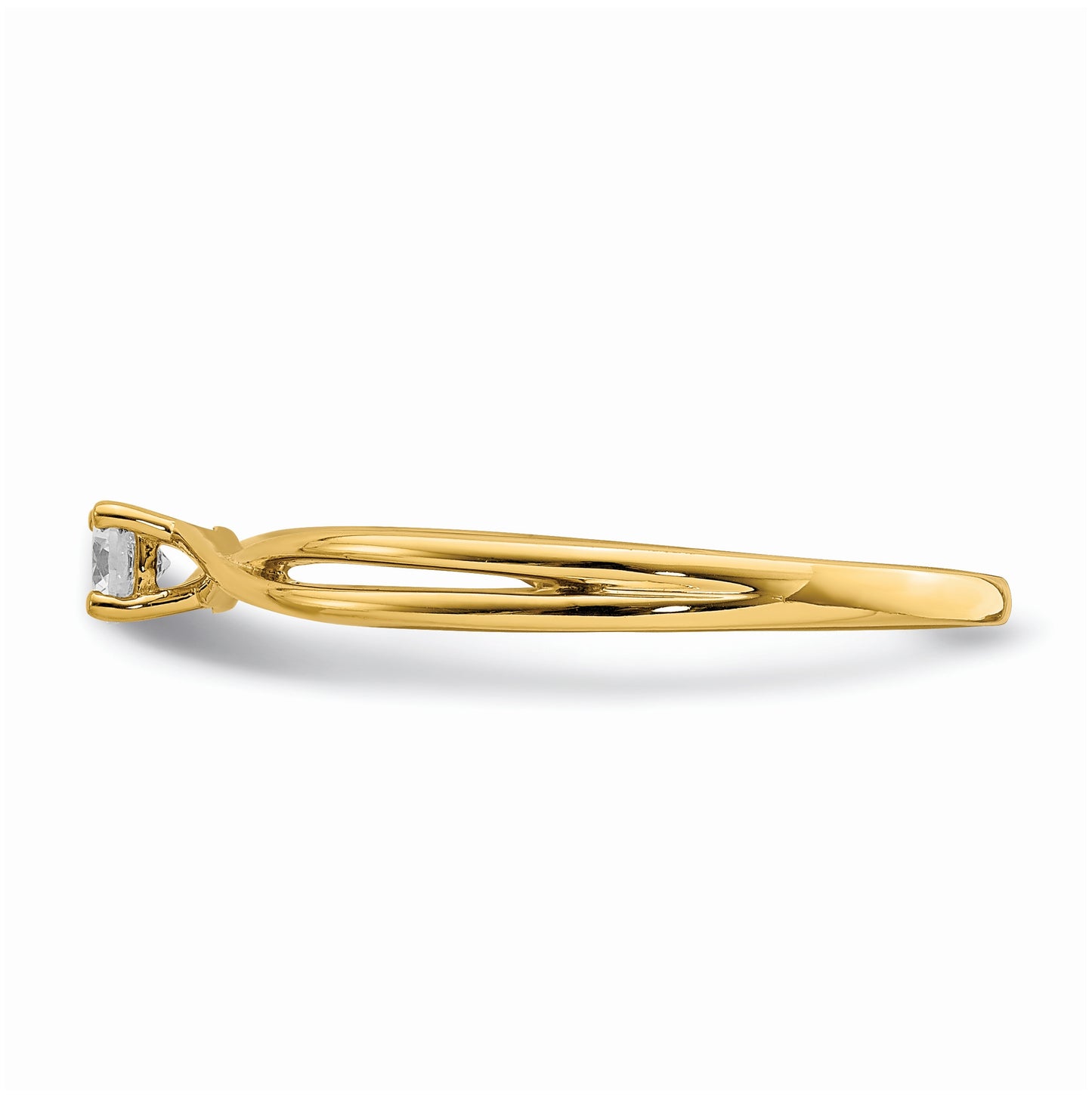 First Promise 14K Yellow Gold Criss-Cross 1/8 carat Round Diamond Complete Promise/Engagement Ring