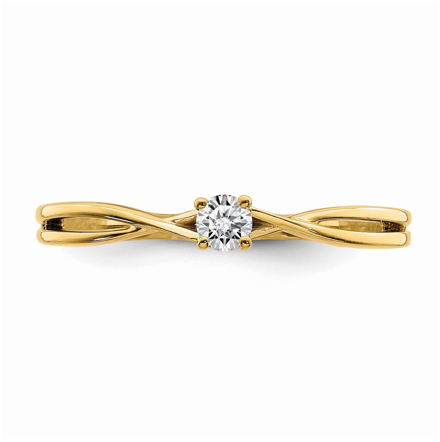 First Promise 14K Yellow Gold Criss-Cross 1/8 carat Round Diamond Complete Promise/Engagement Ring