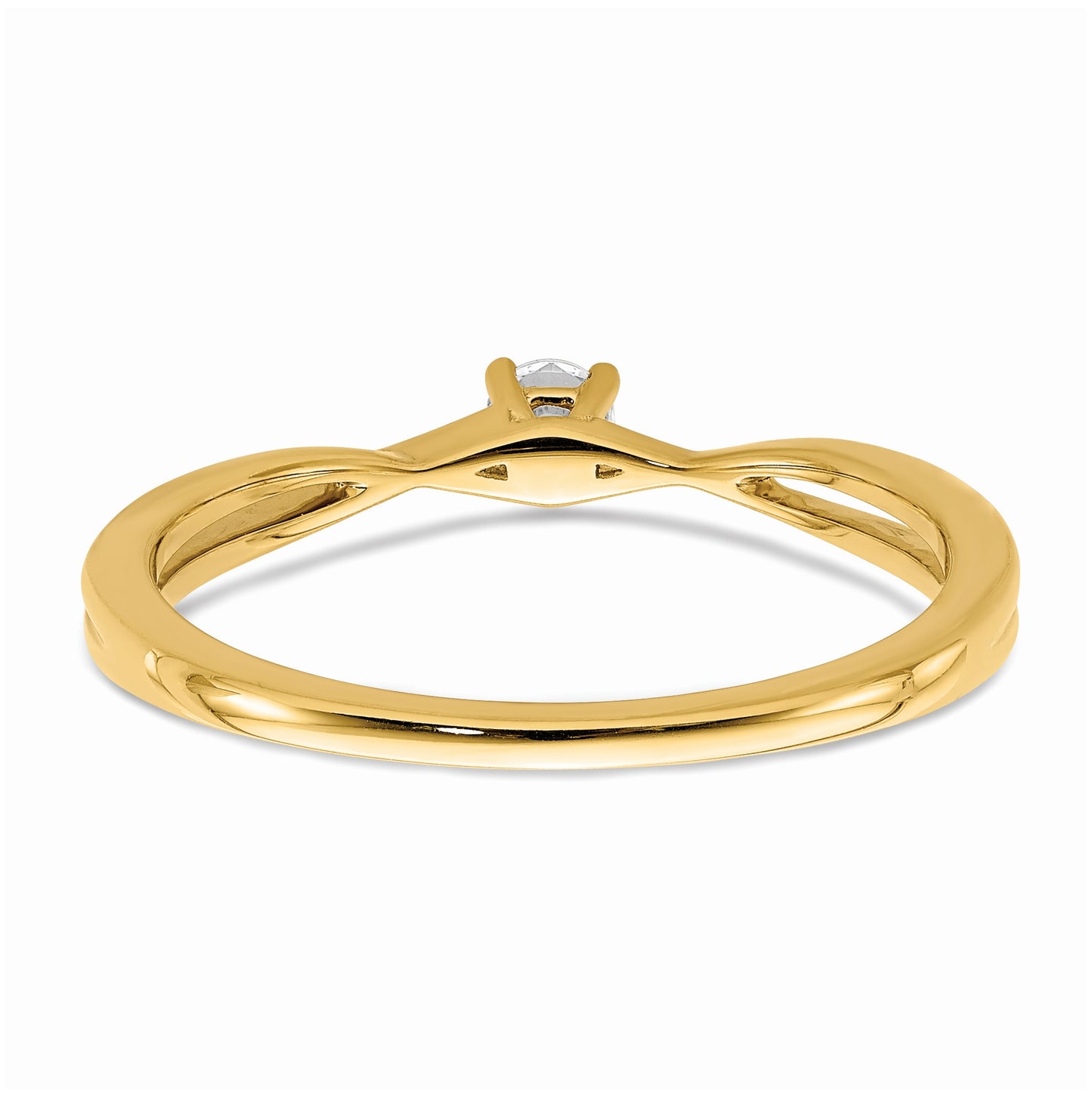 First Promise 14K Yellow Gold Criss-Cross 1/8 carat Round Diamond Complete Promise/Engagement Ring
