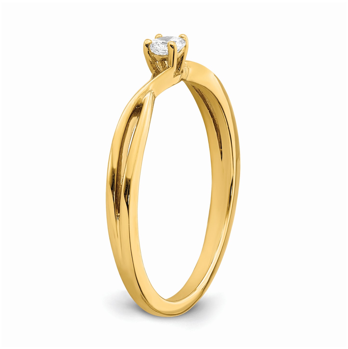 First Promise 14K Yellow Gold Criss-Cross 1/8 carat Round Diamond Complete Promise/Engagement Ring