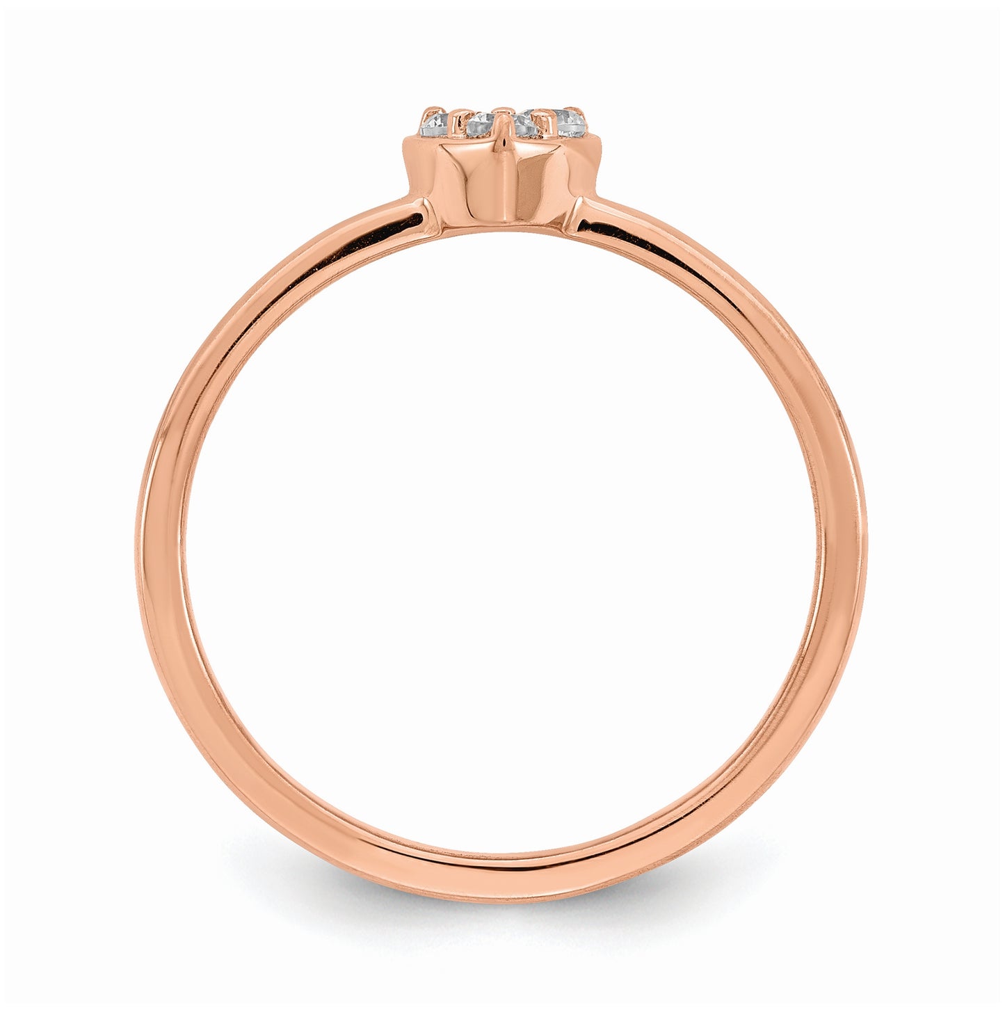 First Promise 14k Rose Gold Heart 1/8 carat Round Diamond Complete Promise/Engagement Ring