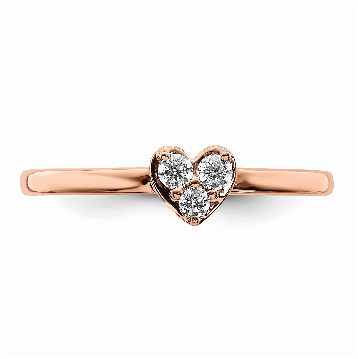 First Promise 14k Rose Gold Heart 1/8 carat Round Diamond Complete Promise/Engagement Ring