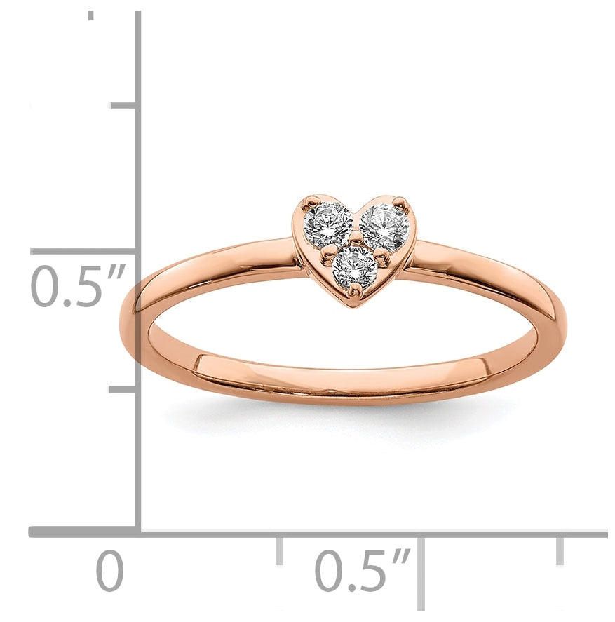 First Promise 14k Rose Gold Heart 1/8 carat Round Diamond Complete Promise/Engagement Ring