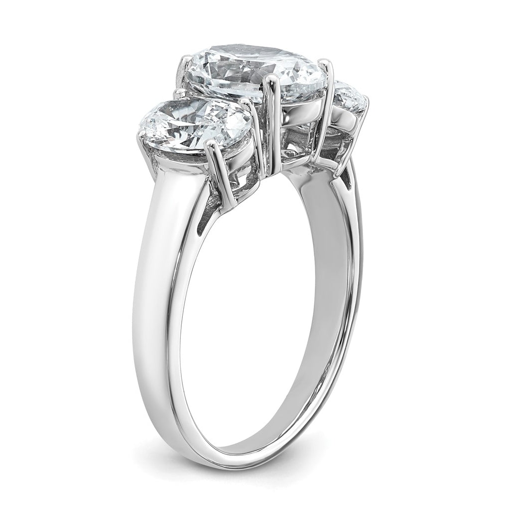 14K Yellow Or White Gold Lab Grown Diamond VS+ F+ Oval Complete Three Stone Engagement Ring