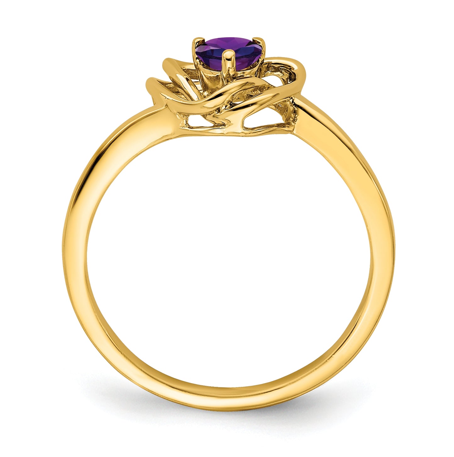 14K Yellow Gold Amethyst Triangle Ring, Size 6
