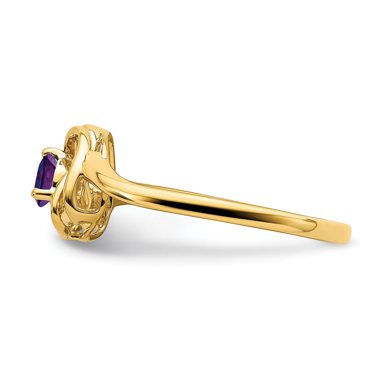 14K Yellow Gold Amethyst Triangle Ring, Size 6