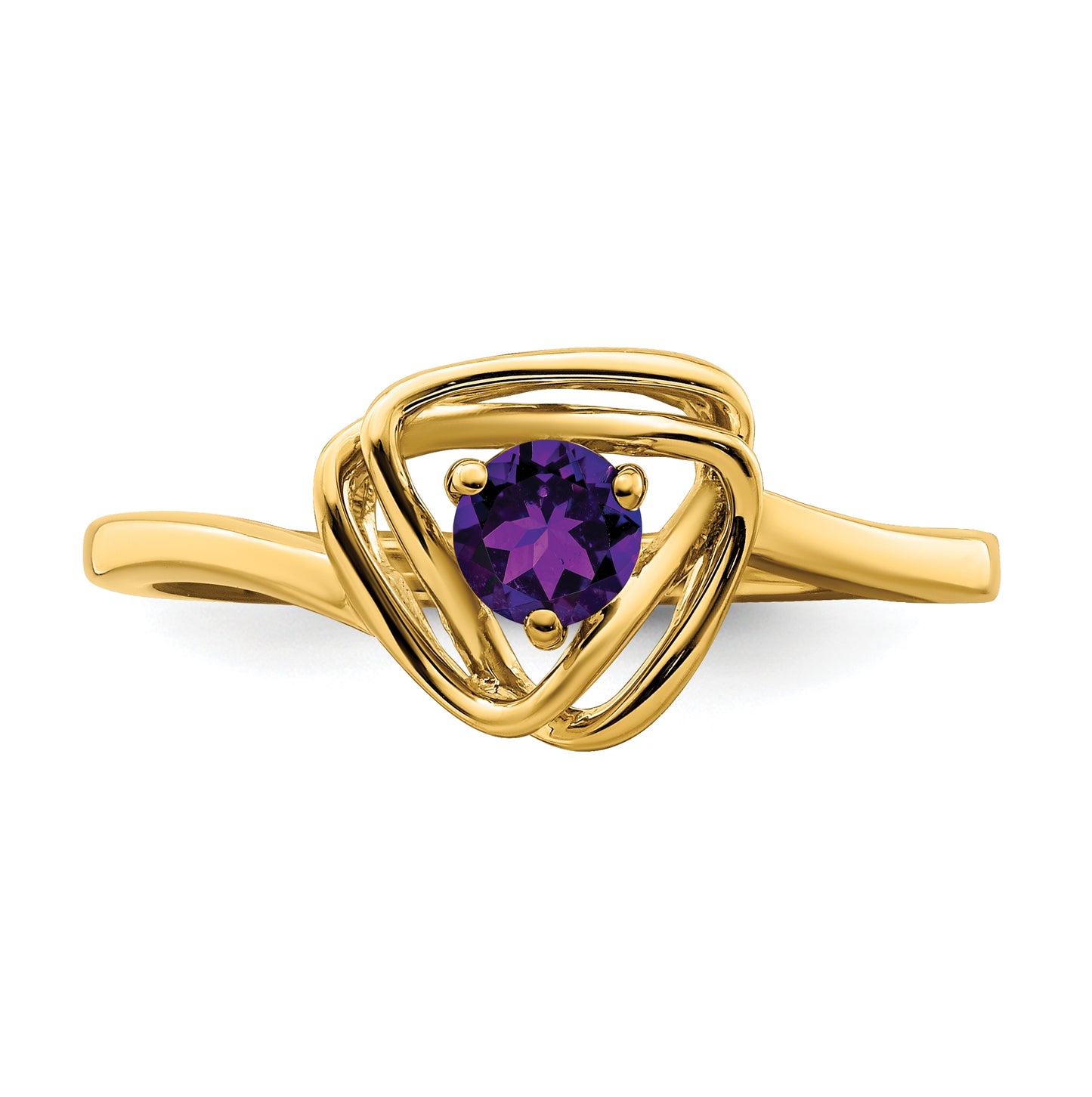 14K Yellow Gold Amethyst Triangle Ring, Size 6