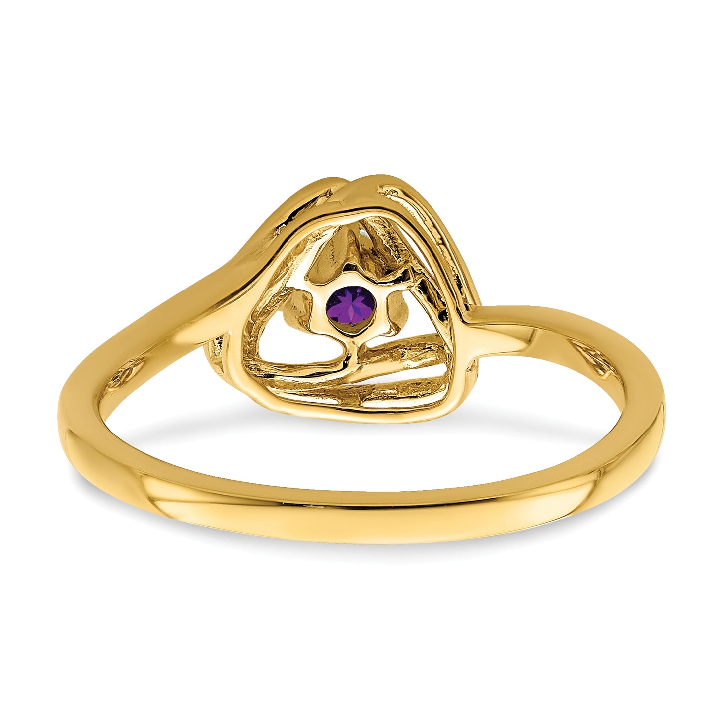 14K Yellow Gold Amethyst Triangle Ring, Size 6