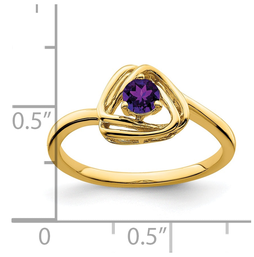 14K Yellow Gold Amethyst Triangle Ring, Size 6