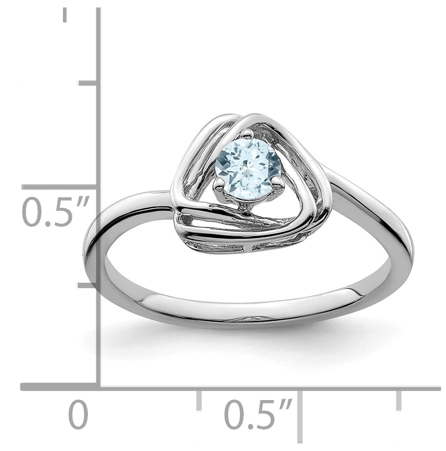 14k White Gold Aquamarine Triangle Ring, Size 7
