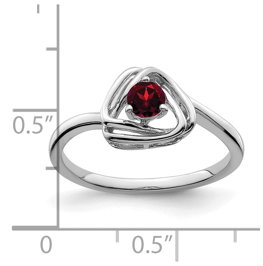 14k White Gold Garnet Triangle Ring, Size 7