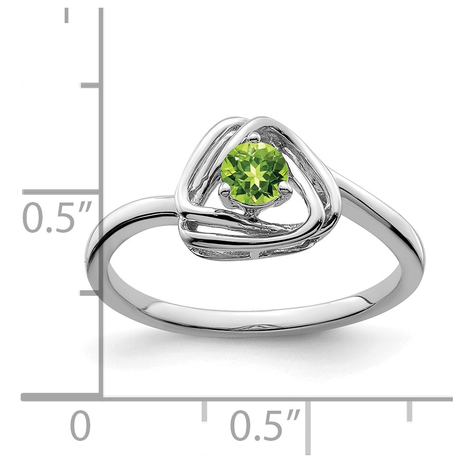 14k White Gold Peridot Triangle Ring, Size 7