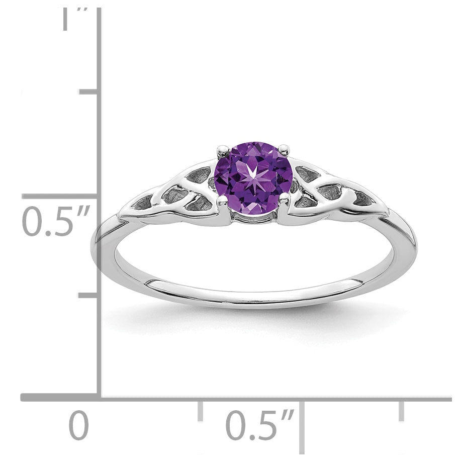 14K White Gold Amethyst Celtic Knot Ring, Size 6