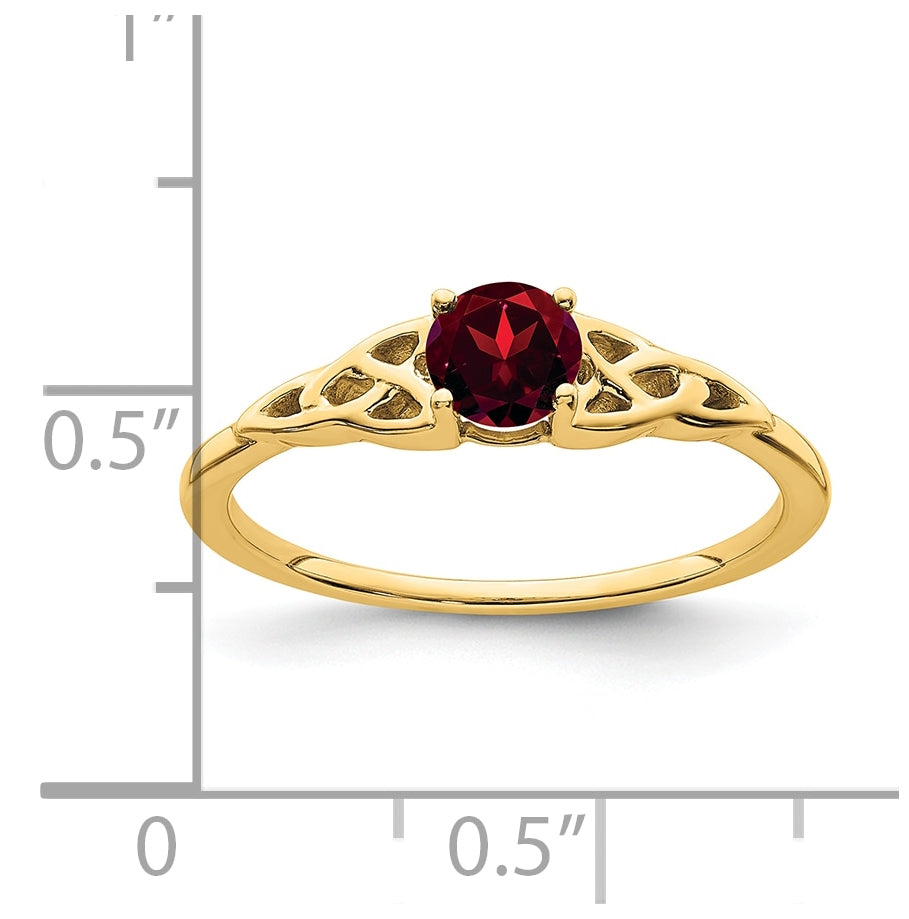 10K Yellow Gold Garnet Celtic Knot Ring, Size 7