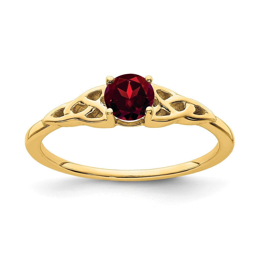 10K Yellow Gold Garnet Celtic Knot Ring, Size 7