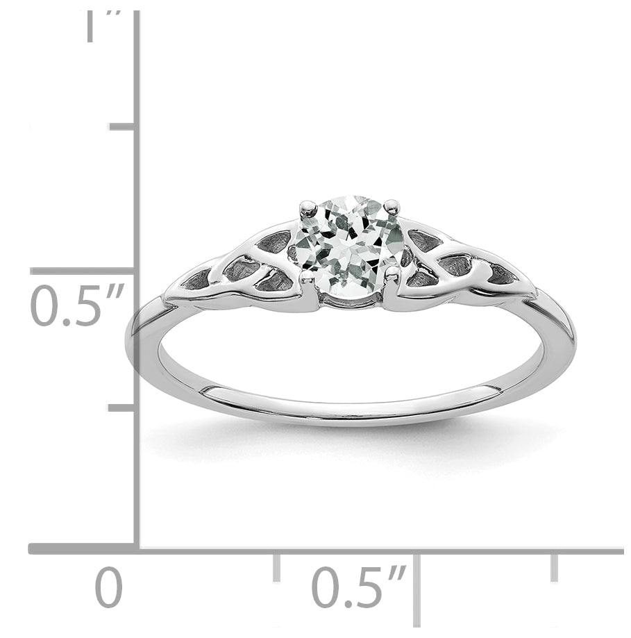 14K White Gold White Topaz Celtic Knot Ring, Size 6