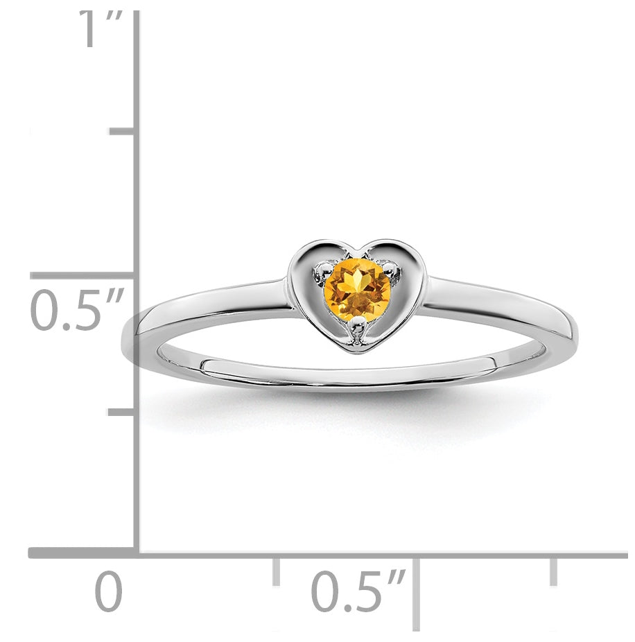 10K Yellow Gold White Gold Citrine Heart Ring, Size 7