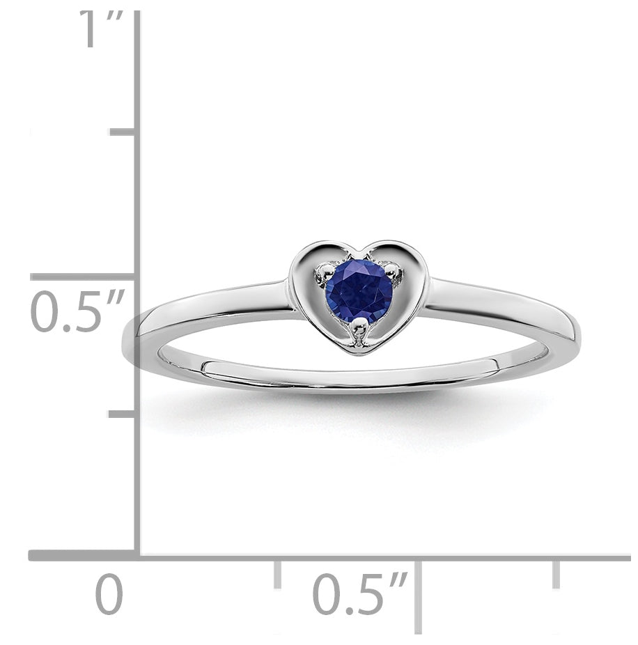 10K Yellow Gold White Gold Created Sapphire Heart Ring, Size 7