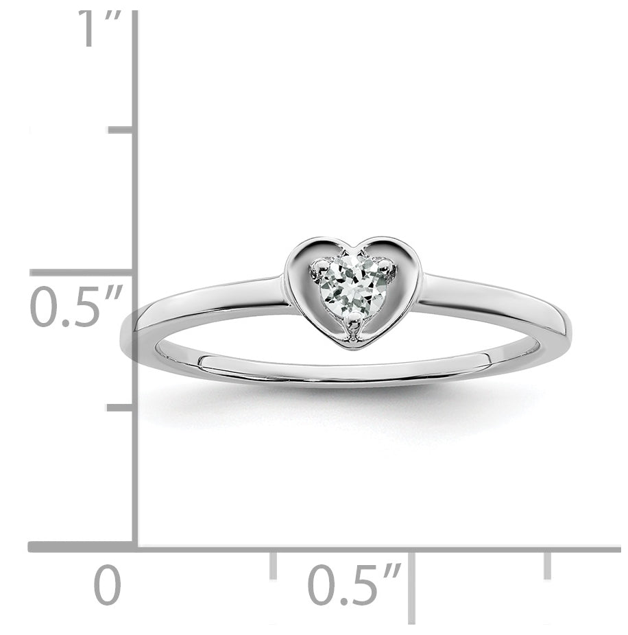 10K Yellow Gold White Gold White Topaz Heart Ring, Size 6