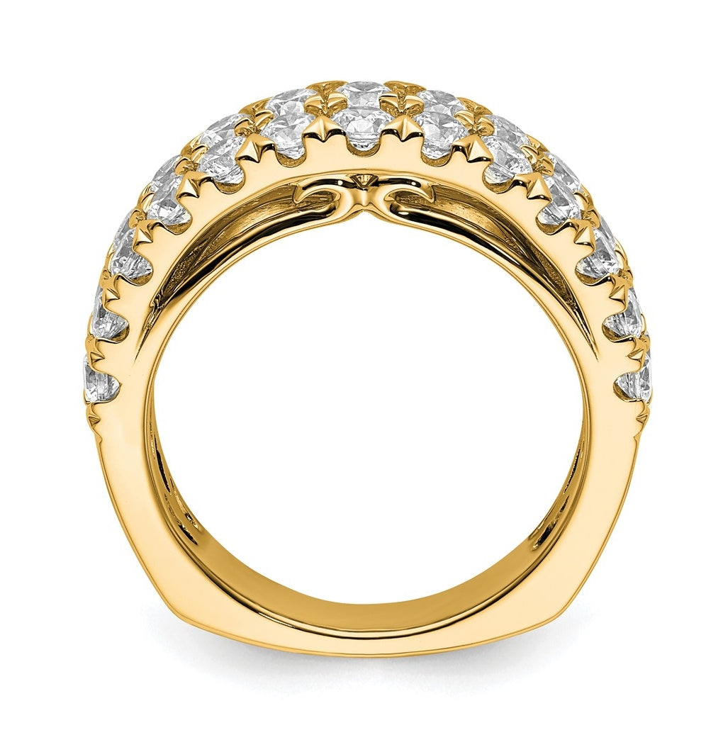 14k Yellow Gold 1 3/4 carat Lab Grown Diamond VS+ F+ Complete Double Row Fashion Band