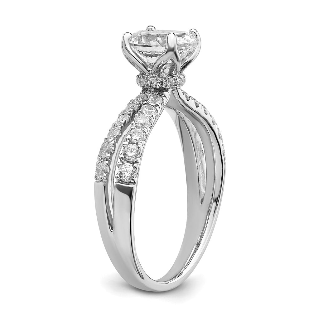 14k White Gold 1 5/8 carat Lab Grown Diamond VS+ F+ Oval Complete Engagement Ring