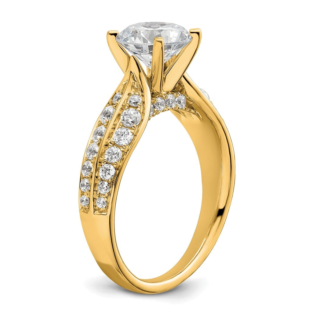 14k Yellow Gold 1 5/8 carat Lab Grown Diamond VS/SI+ G+ Round Complete Engagement Ring