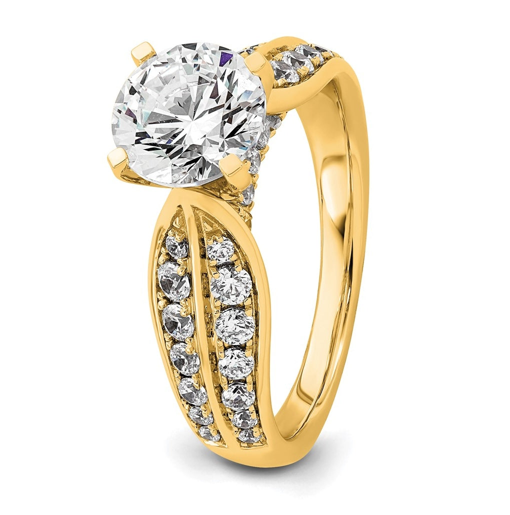 14k Yellow Gold 2 1/8 carat Lab Grown Diamond VS/SI+ G+ Round Complete Engagement Ring