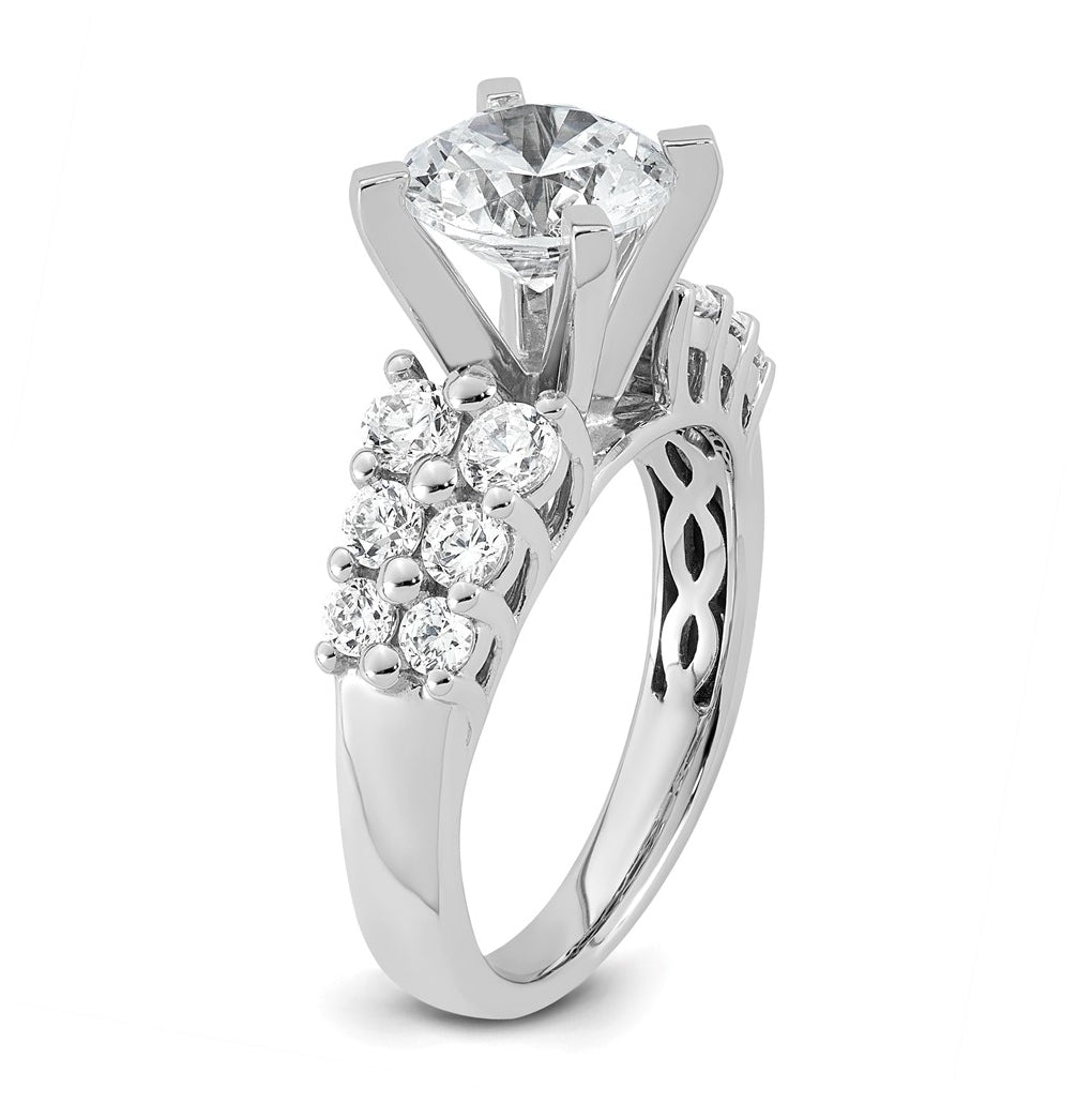 14k White Gold 2 7/8 carat Certified Lab Grown Diamond VS+ F+ Round Complete Engagement Ring