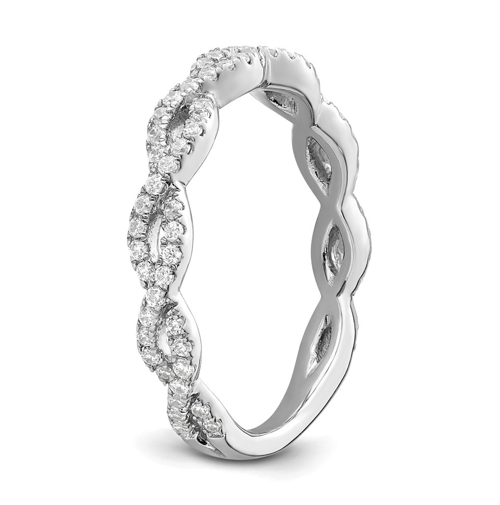 14k White Gold Complete Diamond Twisted Wedding Band