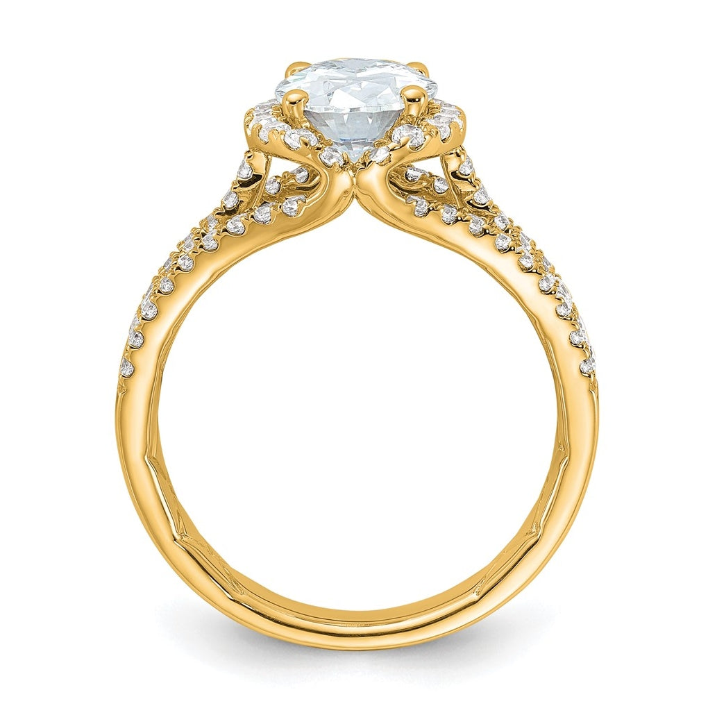 14k Yellow Gold 2 1/8 carat Certified Lab Grown Diamond VS/SI+ G+ Complete Halo Engagement Ring